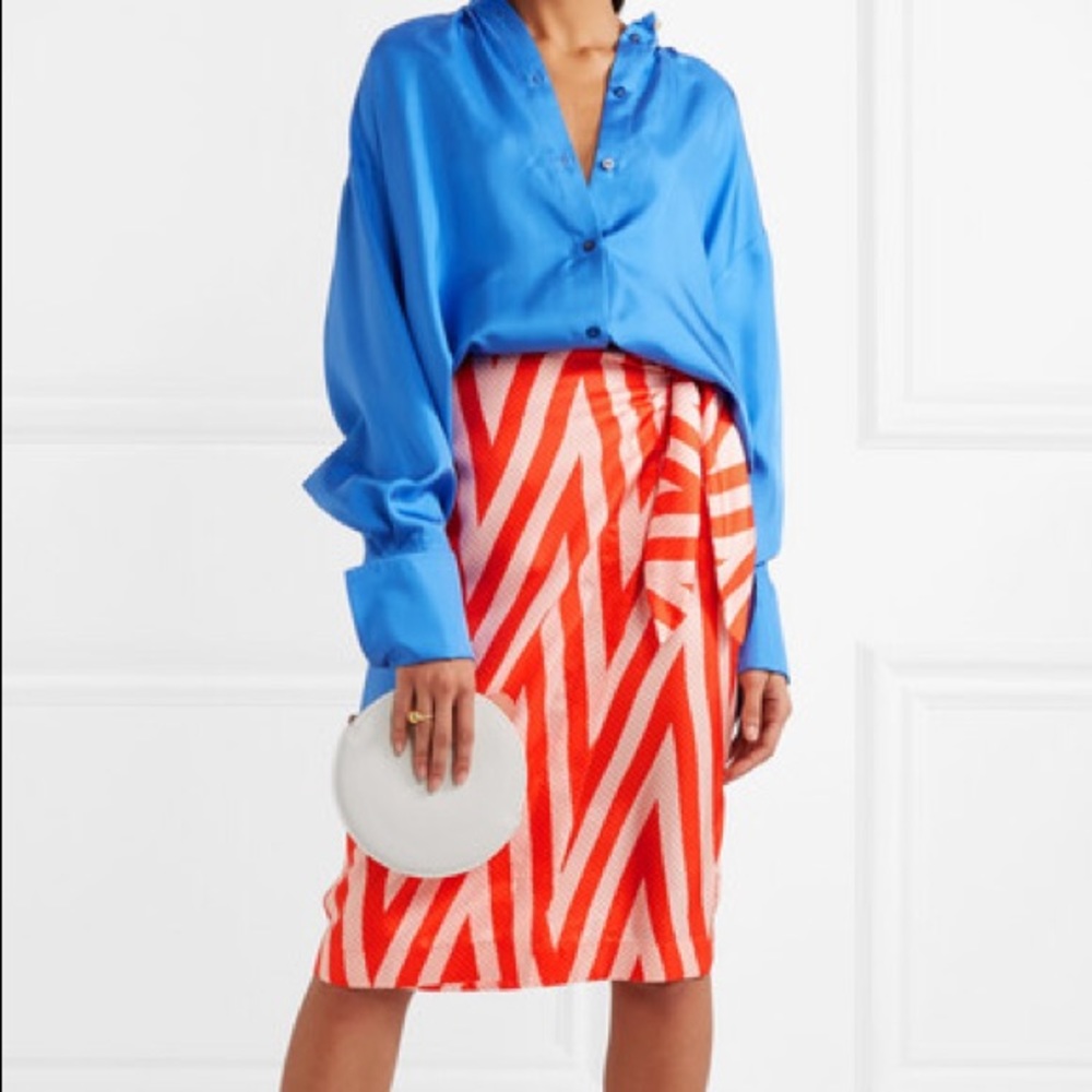 Diane von Furstenberg Silk Chevron Skirt